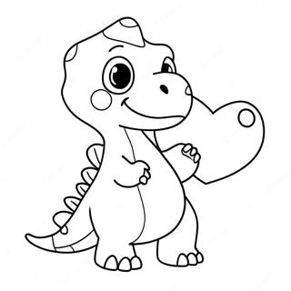 Cute Dinosaur With Heart Coloring Page 28797-26053