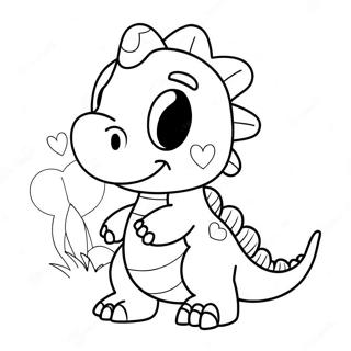 Cute Dinosaur With Heart Coloring Page 28797-26054