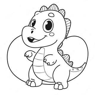 Cute Dinosaur With Heart Coloring Page 28797-26055