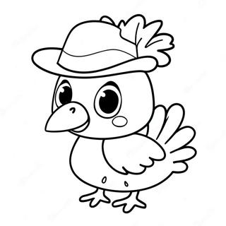 Cute Baby Turkey With A Hat Coloring Page 28807-26061