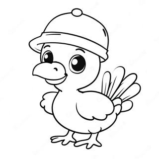 Cute Baby Turkey With A Hat Coloring Page 28807-26062