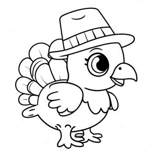 Cute Baby Turkey With A Hat Coloring Page 28807-26063