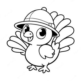 Cute Baby Turkey With A Hat Coloring Page 28807-26064