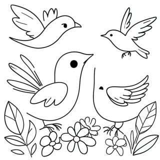 Birds And Flowers Coloring Page 28866-26107