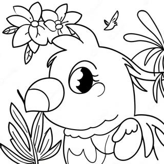 Colorful Tropical Birds And Bright Flowers Coloring Page 28867-26109