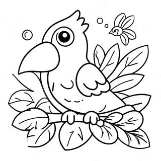 Colorful Tropical Birds And Bright Flowers Coloring Page 28867-26111