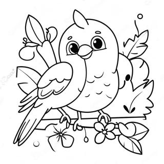 Colorful Tropical Birds And Bright Flowers Coloring Page 28867-26112