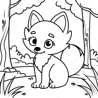 Cute Foxy In A Forest Coloring Page 28877-26120