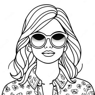 Stylish Tumblr Girl With Sunglasses Coloring Page 28887-26128