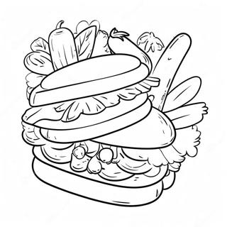 Delicious Sandwich With Vegetables Coloring Page 28907-26144