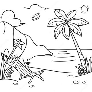 Colorful Dominican Republic Beach Scene Coloring Page 28947-26174