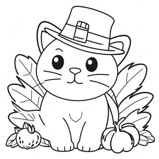 Thanksgiving Cat Coloring Page 28956-26178