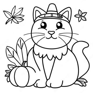 Thanksgiving Cat Coloring Page 28956-26179