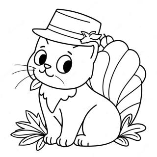 Thanksgiving Cat Coloring Page 28956-26180