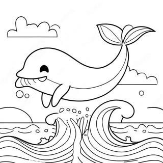 Happy Whale Splashing In The Ocean Coloring Page 28987-26206