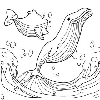 Happy Whale Splashing In The Ocean Coloring Page 28987-26208