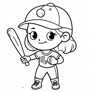 Cute Softball Player Coloring Page 29177-26357