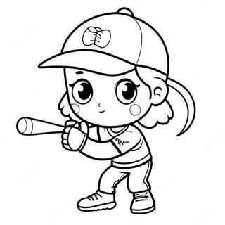 Cute Softball Player Coloring Page 29177-26358