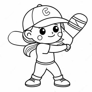 Cute Softball Player Coloring Page 29177-26359