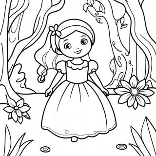 Whimsical Fantasy Girl In Enchanted Forest Coloring Page 29187-26365