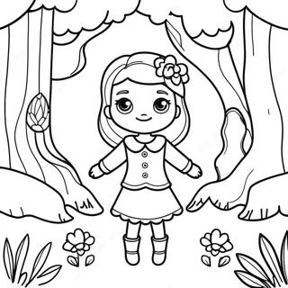 Whimsical Fantasy Girl In Enchanted Forest Coloring Page 29187-26366