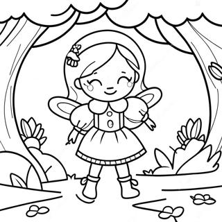 Whimsical Fantasy Girl In Enchanted Forest Coloring Page 29187-26367