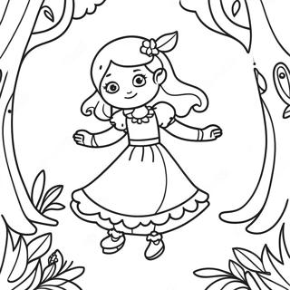 Whimsical Fantasy Girl In Enchanted Forest Coloring Page 29187-26368