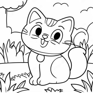 Playful Cartoon Cat In The Garden Coloring Page 2919-2367