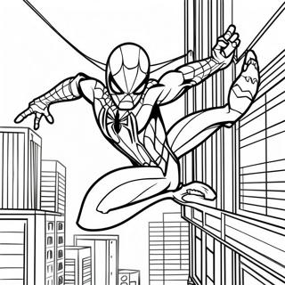 Iron Spider Swinging Through City Coloring Page 29207-26381