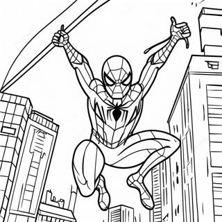 Iron Spider Swinging Through City Coloring Page 29207-26382