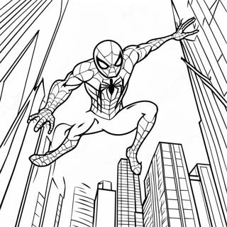 Iron Spider Swinging Through City Coloring Page 29207-26383