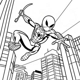 Iron Spider Swinging Through City Coloring Page 29207-26384