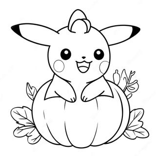 Adorable Pikachu In A Pumpkin Coloring Page 29267-26431