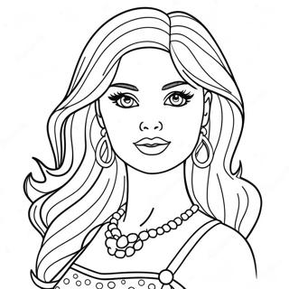 Fashionable Barbie Doll Coloring Page 29358-26494