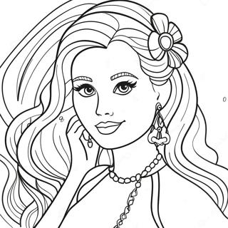 Fashionable Barbie Doll Coloring Page 29358-26495