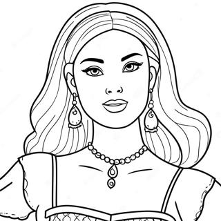 Fashionable Barbie Doll Coloring Page 29358-26496