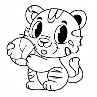 Cute Baby Tiger Playing With A Ball Coloring Page 29448-26565