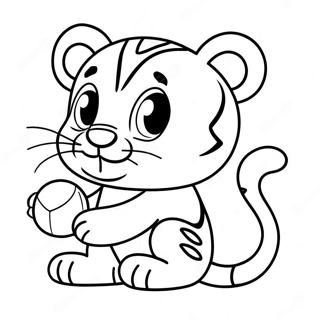 Cute Baby Tiger Playing With A Ball Coloring Page 29448-26566