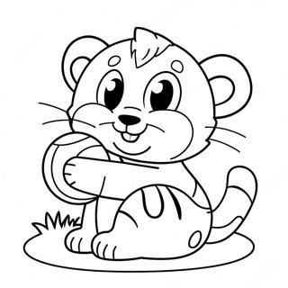 Cute Baby Tiger Playing With A Ball Coloring Page 29448-26568