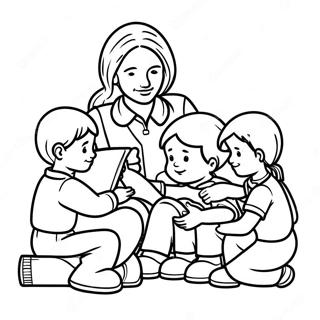 Compassionate Social Worker Helping Children Coloring Page 29468-26581