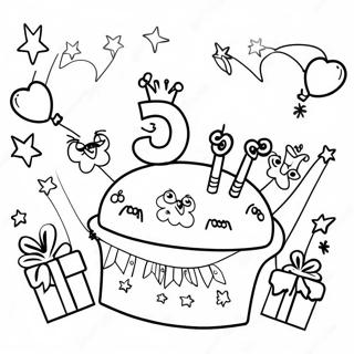 Happy 3rd Birthday Celebration Coloring Page 29537-26634