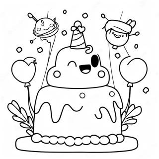 Happy 3rd Birthday Celebration Coloring Page 29537-26635