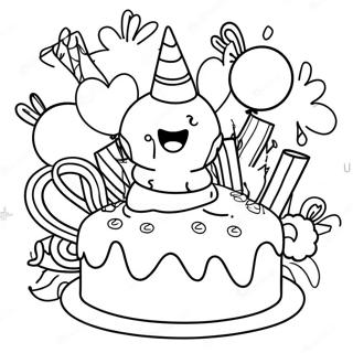 Happy 3rd Birthday Celebration Coloring Page 29537-26636