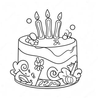 Colorful 3rd Birthday Cake Coloring Page 29538-26637