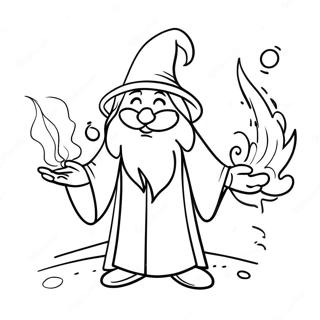 Magical Wizard Casting Spells Coloring Page 29568-26662