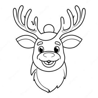 Festive Reindeer With Santa Hat Coloring Page 29678-26749