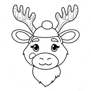 Festive Reindeer With Santa Hat Coloring Page 29678-26750