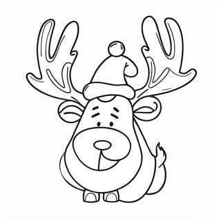 Festive Reindeer With Santa Hat Coloring Page 29678-26751