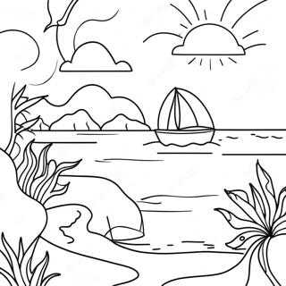 Bright Blue Ocean Scene Coloring Page 2969-2405