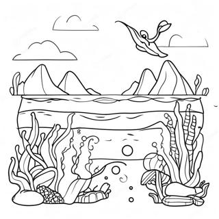 Bright Blue Ocean Scene Coloring Page 2969-2408